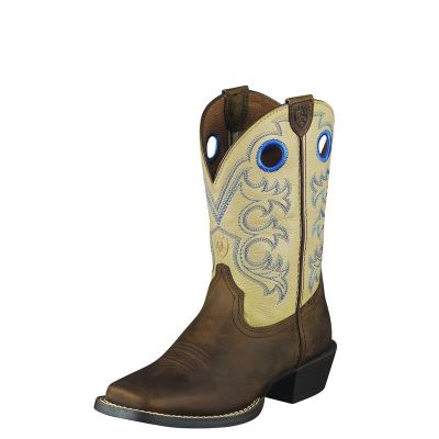 Ariat Crossfire Kahverengi / Sarı Western Csizma Çocuk (27004-967)